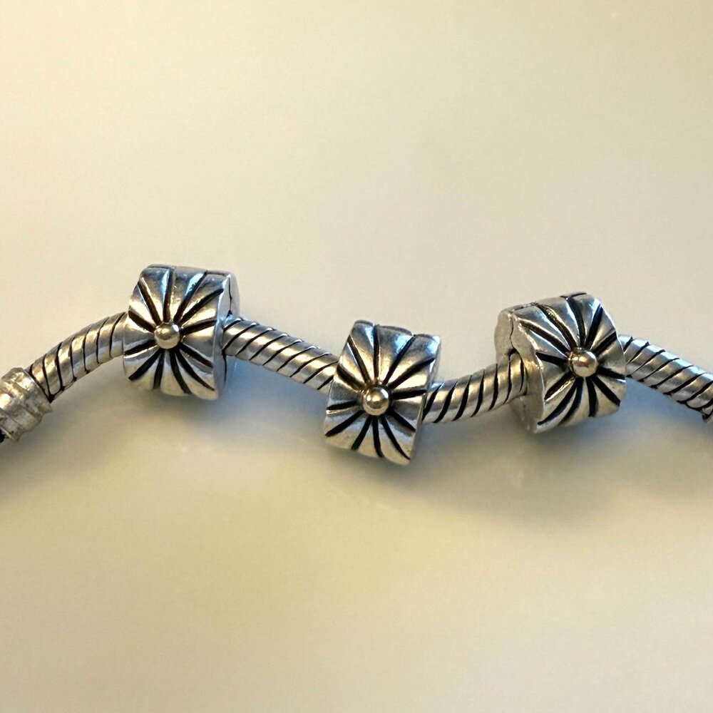 Three Authentic Pandora Two-Toned (Gold and Silver) Sunburst Clip Charms